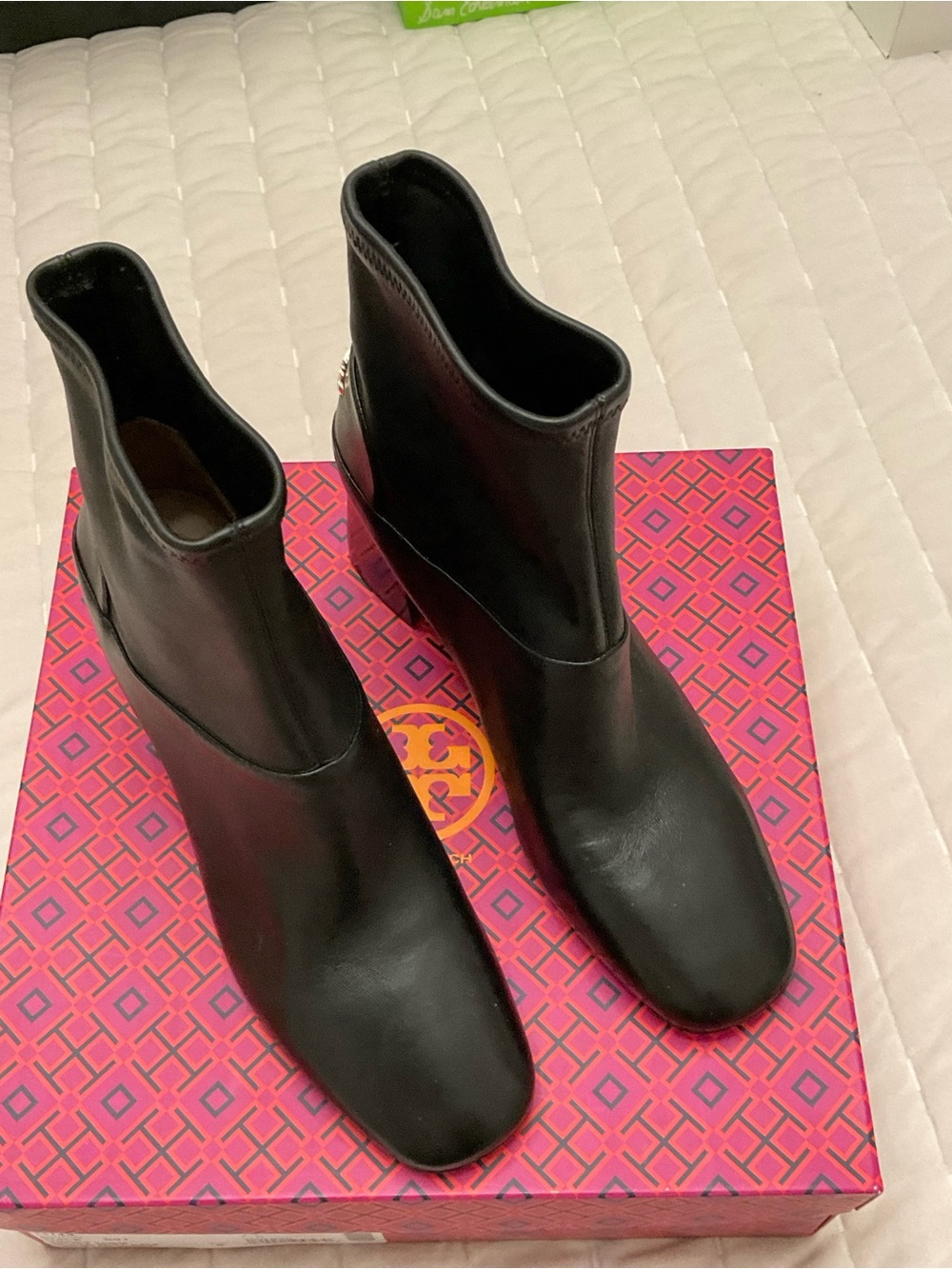 Tory Burch Black Leather Wedge Ankle Boots